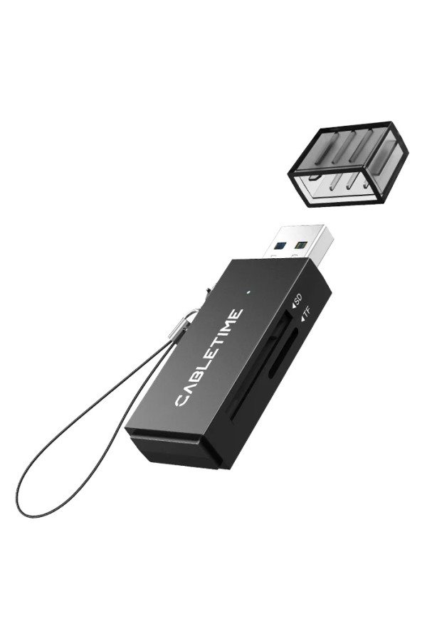 CABLETIME card reader CT-ASD3-PB για SD & micro SD, USB, 5Gbps, μαύρο