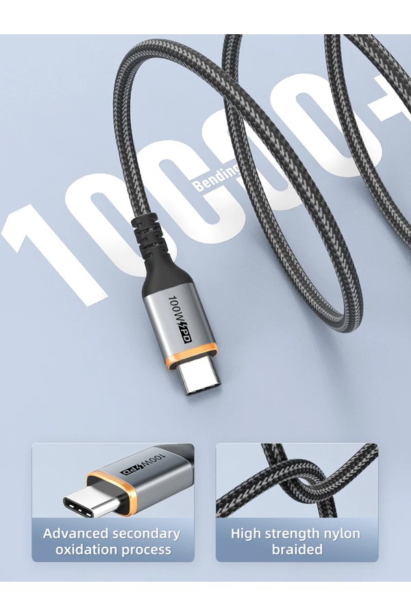 CABLETIME καλώδιο USB-C CT-CM100, 100W PD, 1m, μαύρο