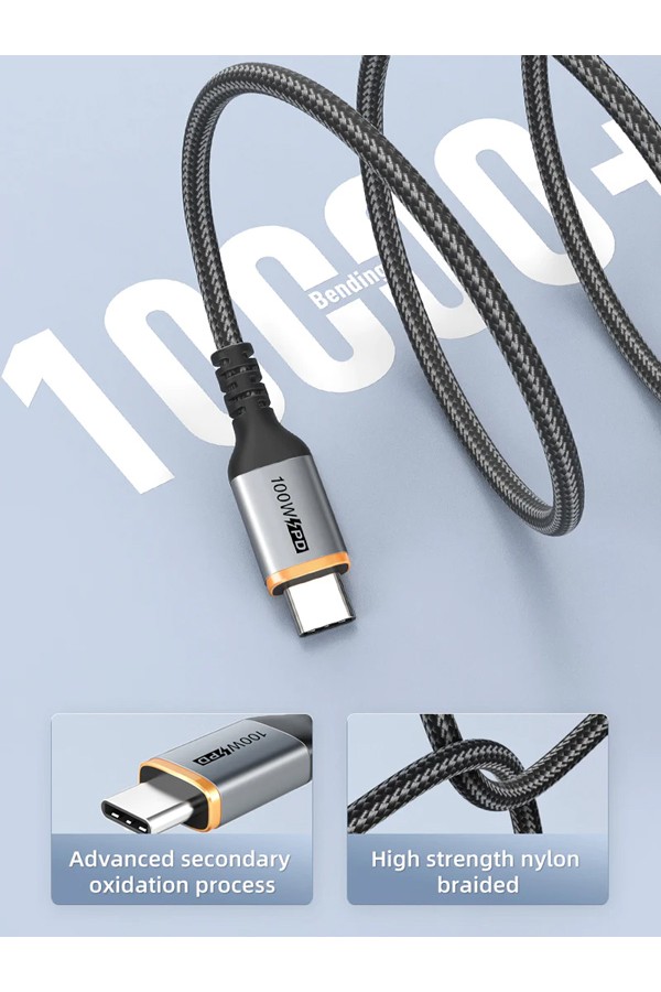 CABLETIME καλώδιο USB-C CT-CM100, 100W PD, 2m, μαύρο