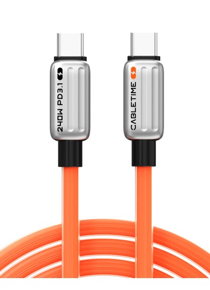CABLETIME καλώδιο USB-C CT-CM240-ZSO1, 240W, 480Mbps, 1m, πορτοκαλί