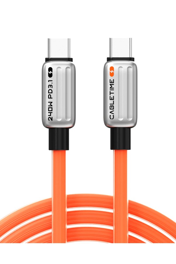 CABLETIME καλώδιο USB-C CT-CM240-ZSO2, 240W, 480Mbps, 2m, πορτοκαλί