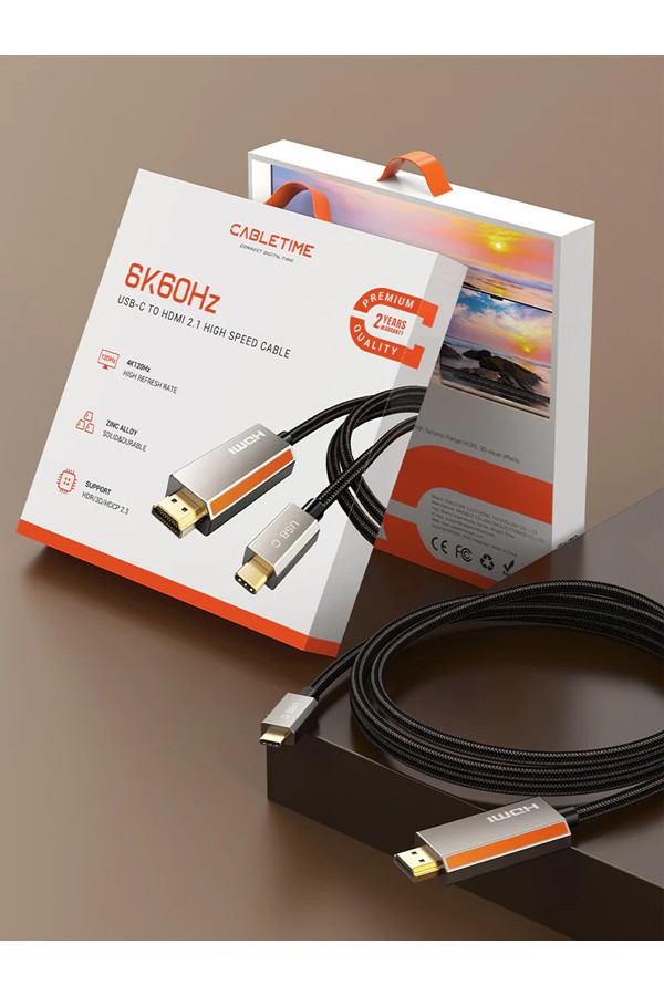 CABLETIME καλώδιο USB-C σε HDMI CT-CMHD8K, 8K/60Hz, 3m, μαύρο