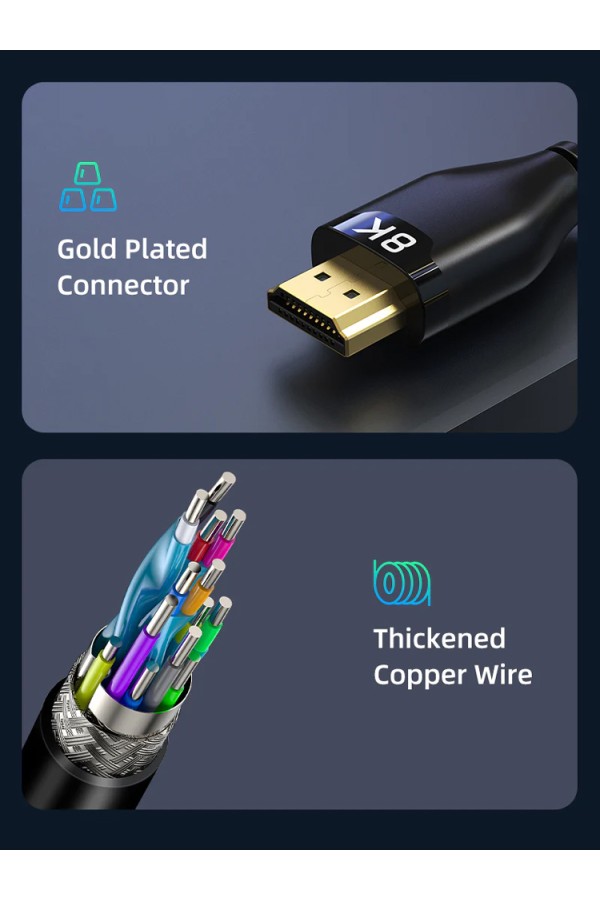 CABLETIME καλώδιο HDMI 2.1 CT-HM8K με Ethernet, 8K/60Hz, 48 Gbps, 1m, μαύρο