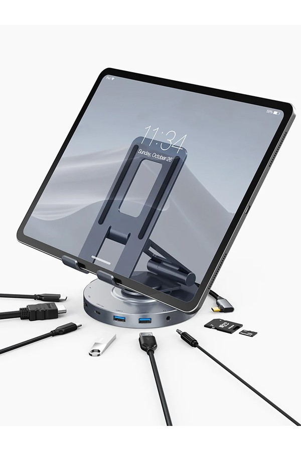 CABLETIME docking station CT-HUBC8-AG με βάση tablet, 8 θυρών, γκρι