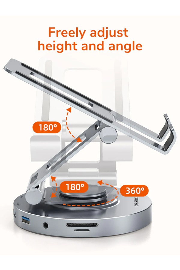 CABLETIME docking station CT-HUBC8-AG με βάση tablet, 8 θυρών, γκρι