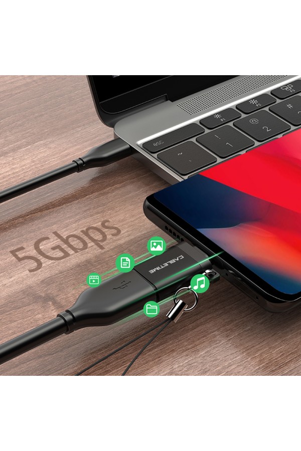 CABLETIME αντάπτορας USB-C σε USB CT-CMAF, 5Gbps, 10.5W, μαύρος