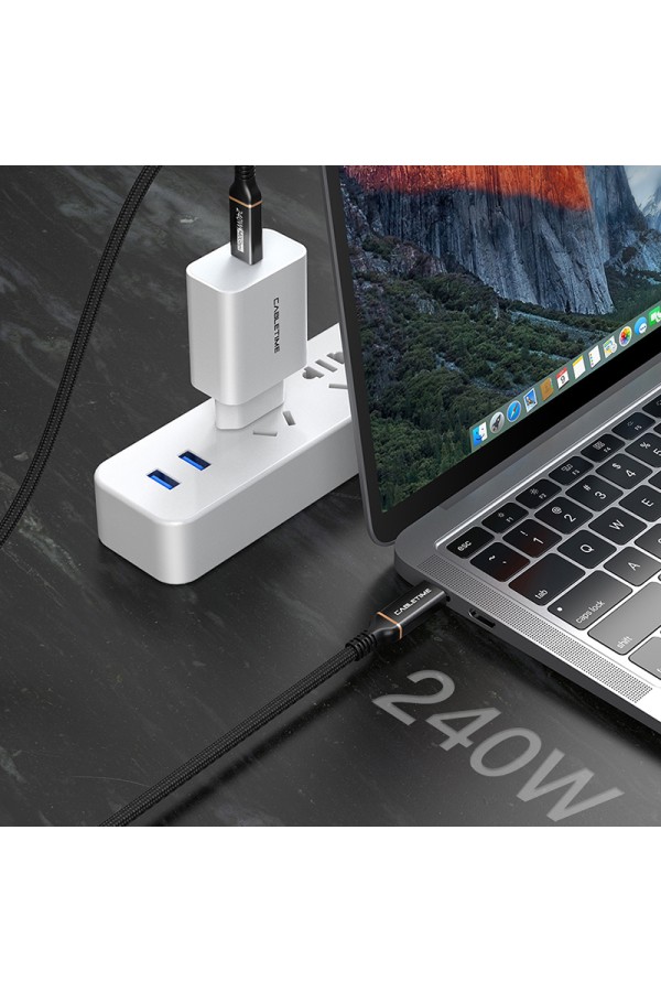 CABLETIME καλώδιο USB-C σε USB-C CT-USB4, 240W, 40Gbps, 8K/60Hz, USB4, 1m, μαύρο