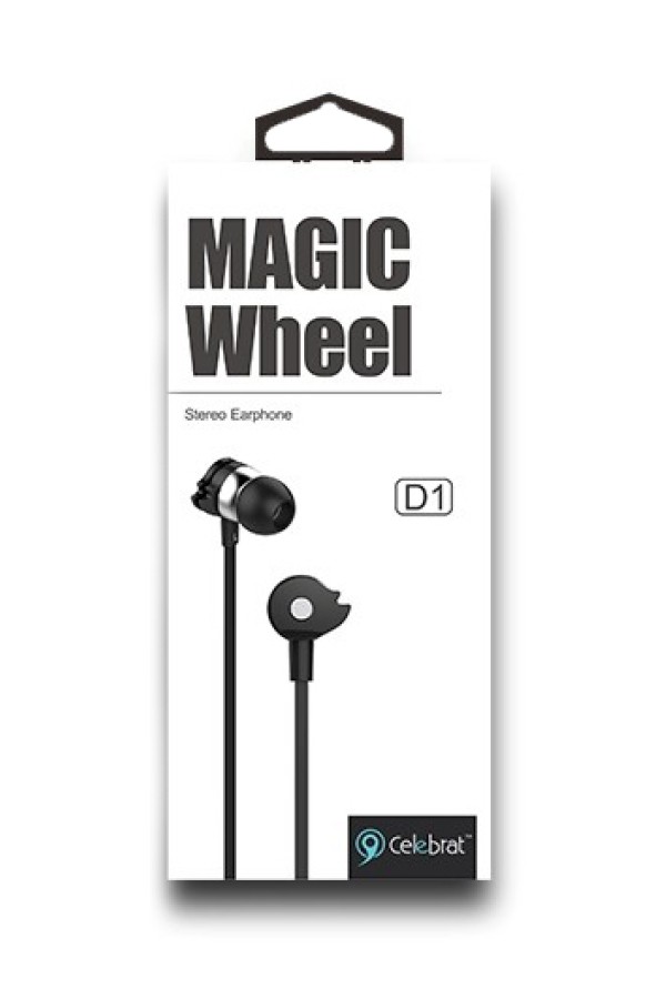 CELEBRAT earphones με μικρόφωνο D1, 3.5mm, Φ10mm, 1.2m flat, μαύρα