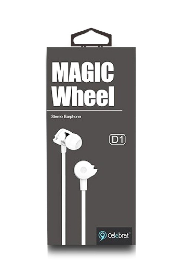 CELEBRAT earphones με μικρόφωνο D1, 3.5mm, Φ10mm, 1.2m flat, λευκά