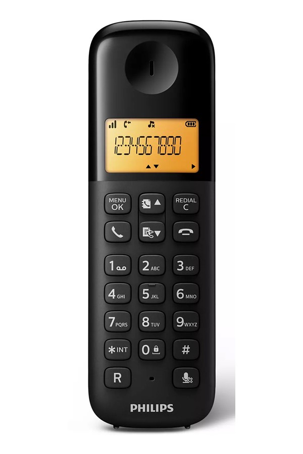 PHILIPS ασύρματο τηλέφωνο D1601B/34, με ελληνικό μενού, μαύρο