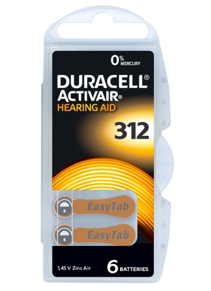 DURACELL μπαταρίες ακουστικών βαρηκοΐας Activair 312, 1.45V, 6τμχ