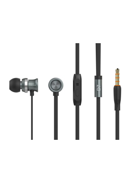 CELEBRAT earphones με μικρόφωνο D7, 3.5mm σύνδεση, Φ10mm, 1.2m, μαύρα