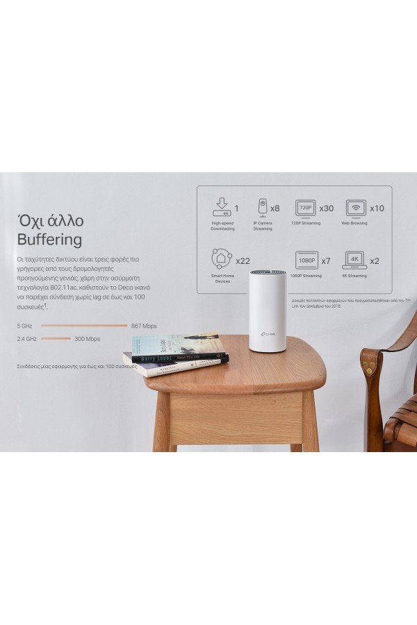 TP-LINK Home Mesh Wi-Fi System DECO E4, AC1200, 2τμχ, Ver. 2.0