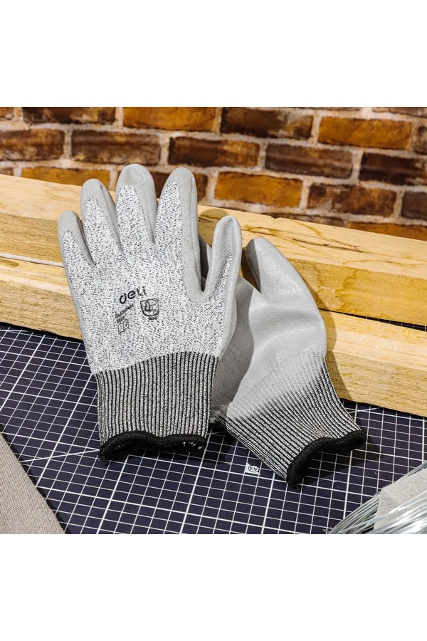 DELI γάντια εργασίας DL521043L, ανθεκτικά σε κοψίματα, L, γκρι