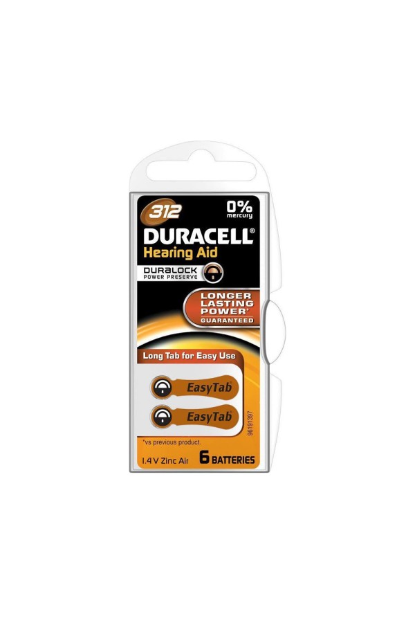 Duracell Activair Μπαταρίες Ακουστικών Βαρηκοΐας 312 1.4V 6τμχ (ACA312MF) (DURACA312MF)