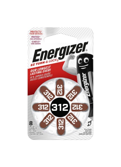 Energizer Μπαταρίες Ακουστικών Βαρηκοΐας 312 1.4V 8τμχ (22579117) (ENE22579117)