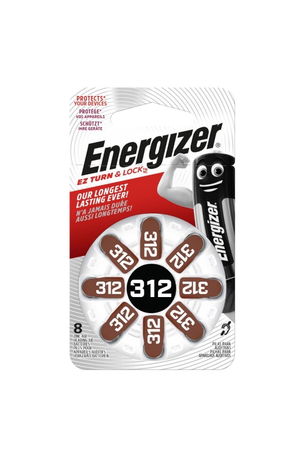 Energizer Μπαταρίες Ακουστικών Βαρηκοΐας 312 1.4V 8τμχ (22579117) (ENE22579117)