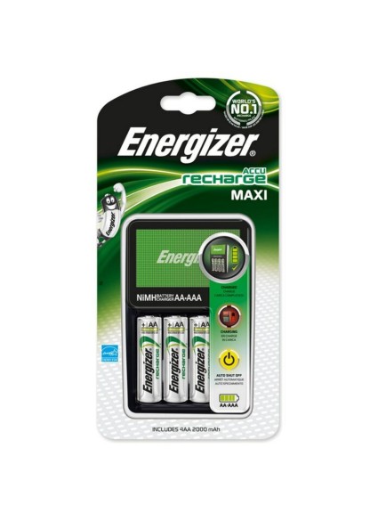 Energizer ACCU Recharge Maxi Φορτιστής 4 Μπαταριών Ni-MH Μεγέθους AA/AAA Σετ με 4x AA 2000mAh (8962563) (ENE8962563)