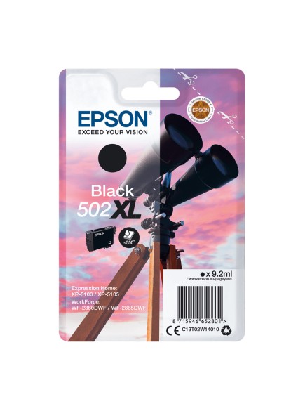 Epson Μελάνι Inkjet 502XL Black (C13T02W14010) (EPST02W140)