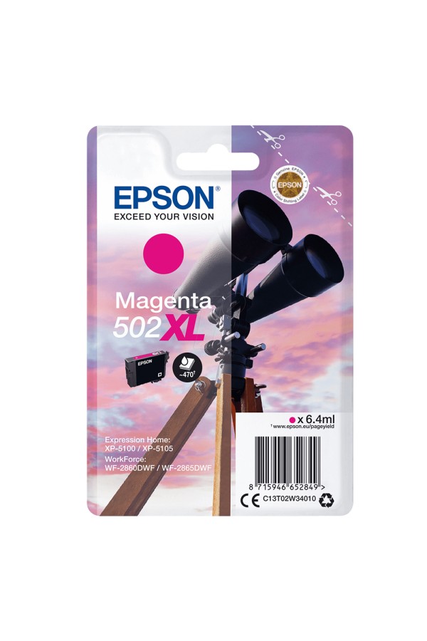 Epson Μελάνι Inkjet 502XL Magenta (C13T02W34010) (EPST02W340)