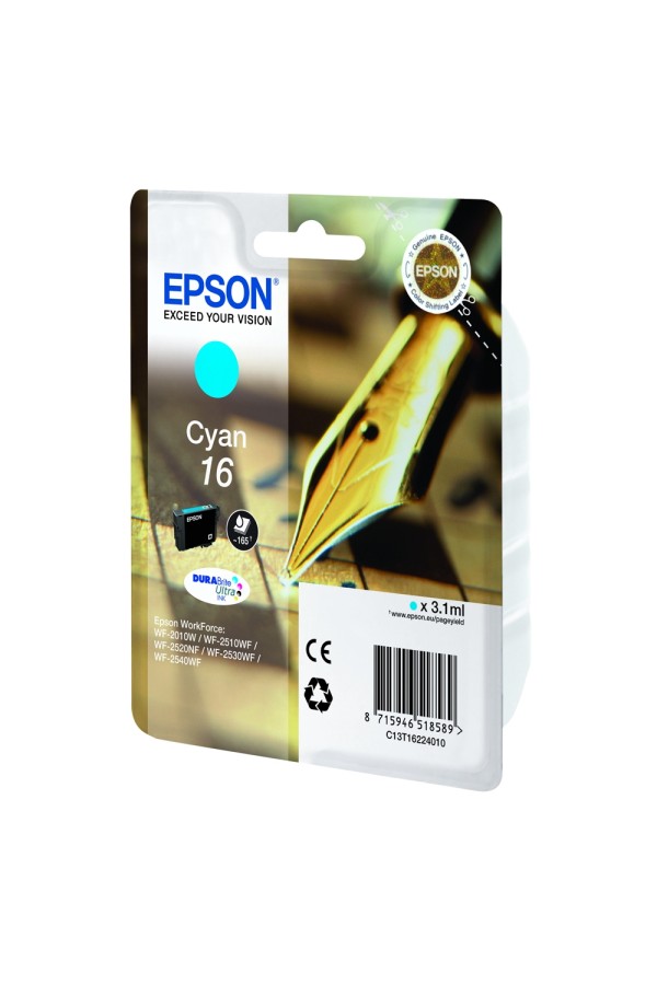Epson Μελάνι Inkjet No.16 Cyan (C13T16224012) (EPST162240)