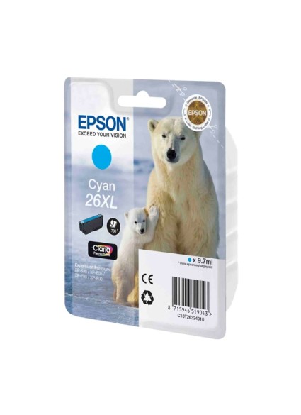 Epson Μελάνι Inkjet No.26 XL Cyan (C13T26324012) (EPST263240)