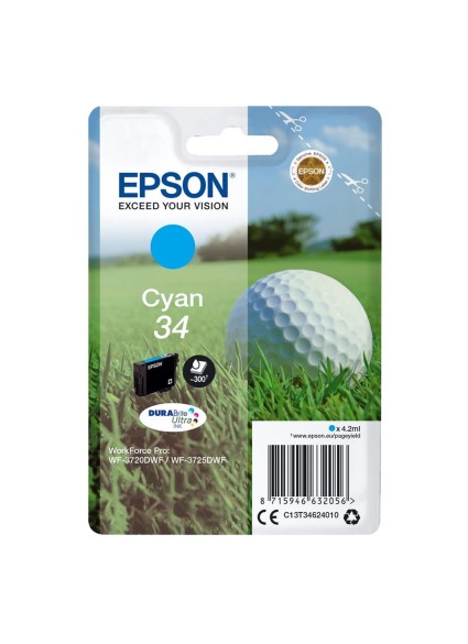 Epson Μελάνι Inkjet No.34 Cyan (C13T34624010) (EPST346240)