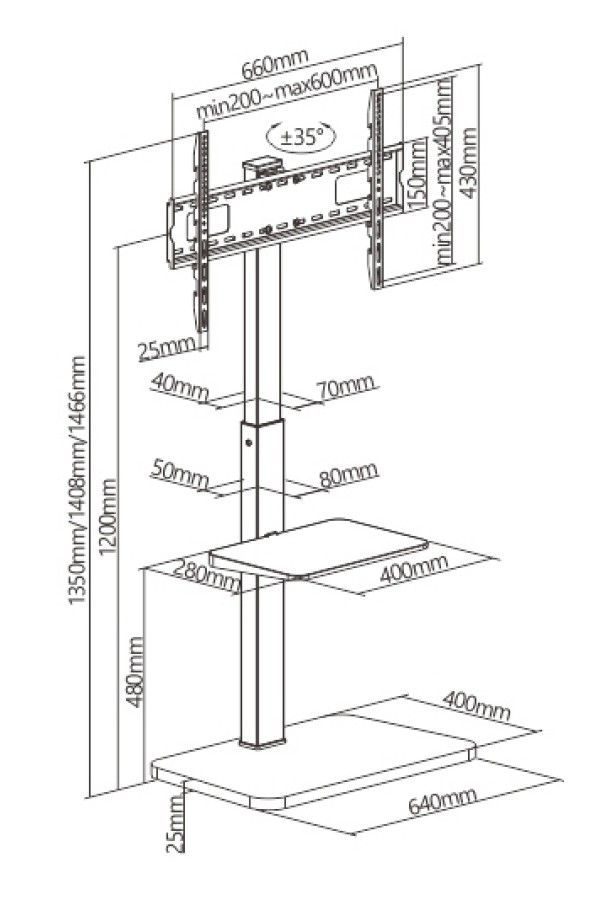 BRATECK βάση δαπέδου FS32-46 για τηλεόραση 37-75