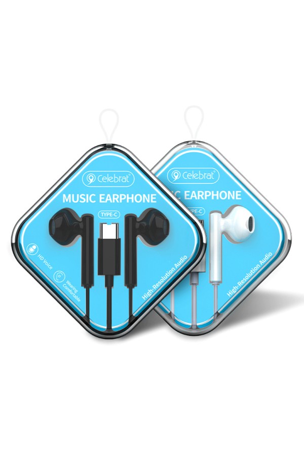 CELEBRAT earphones με μικρόφωνο G16, Type-C, 1.2m, μαύρα