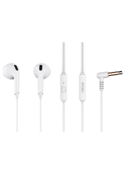 CELEBRAT earphones με μικρόφωνο G20, 3.5mm σύνδεση, Φ14mm, 1.2m, λευκά