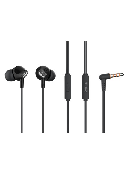 CELEBRAT earphones με μικρόφωνο G21, 3.5mm σύνδεση, Φ12mm, 1.2m, μαύρα