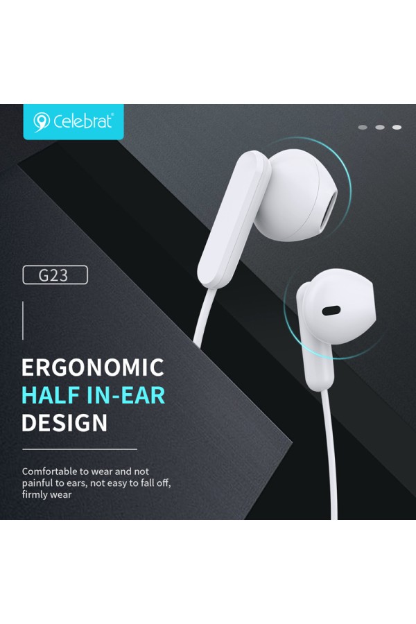 CELEBRAT earphones με μικρόφωνο G23, 3.5mm σύνδεση, Φ14mm, 1.2m, μαύρα