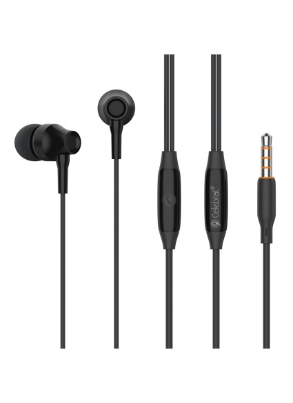 CELEBRAT earphones με μικρόφωνο G25, 3.5mm σύνδεση, Φ10mm, 1.2m, μαύρα