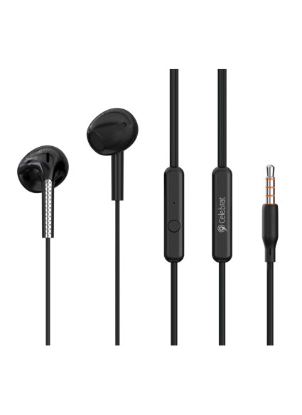 CELEBRAT earphones με μικρόφωνο G28, 3.5mm σύνδεση, Φ10mm, 1.2m, μαύρα