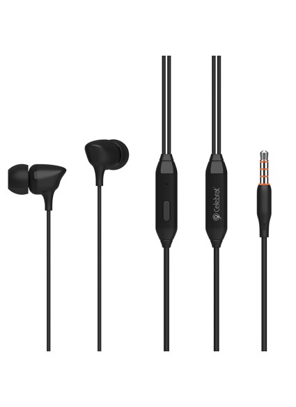 CELEBRAT earphones με μικρόφωνο G7, 3.5mm σύνδεση, Φ10mm, 1.2m, μαύρα