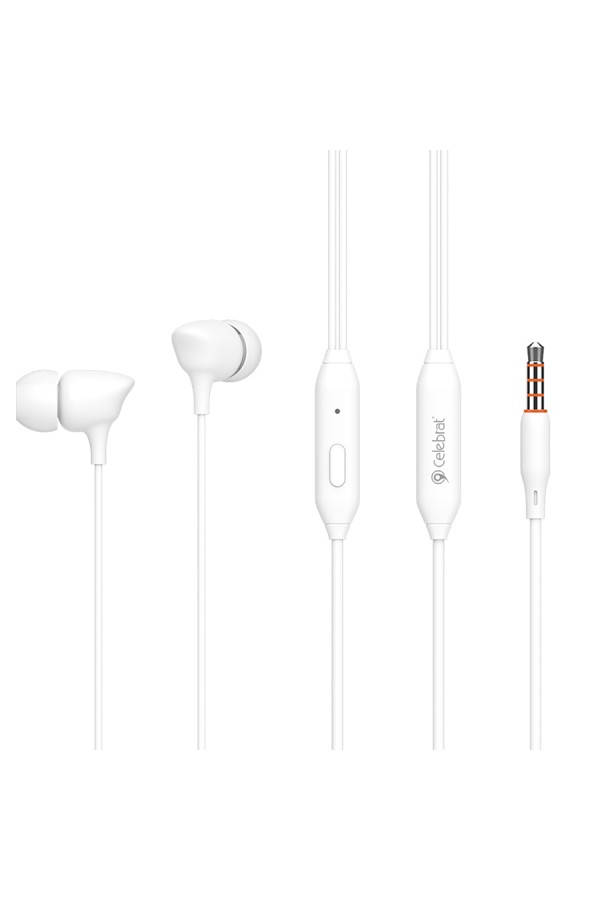 CELEBRAT earphones με μικρόφωνο G7, 3.5mm σύνδεση, Φ10mm, 1.2m, λευκά