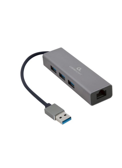 Gembird USB 3.0 Hub 3 Θυρών με σύνδεση USB-A Γκρι (A-AMU3-LAN-01) (GEMA-AMU3-LAN-01)