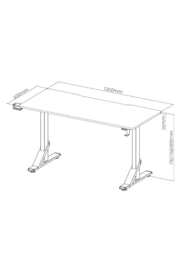 BRATECK gaming γραφείο GMD11-3, ρυθμιζόμενο ύψος, 136x60cm, RGB, μαύρο