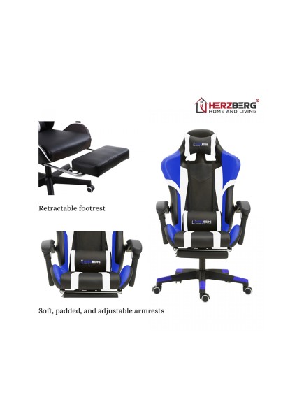 Herzberg Gaming Chair Blue (8083BLUE) (HEZ8083BLUE)
