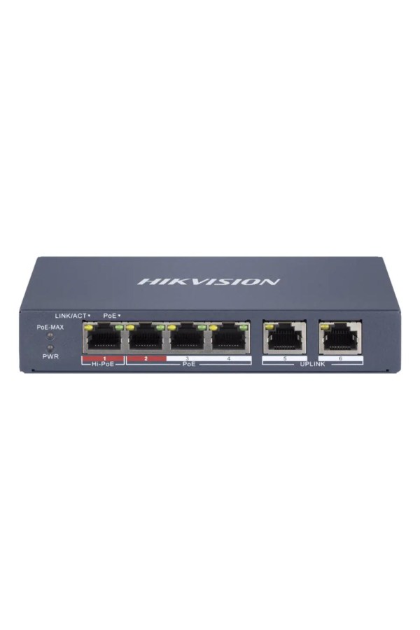 Hikvision 6 Port Smart Managed 100Mbps PoE Switch EI Series (DS-3E1106HP-EI) (HKVDS-3E1106HP-EI)