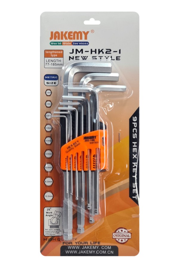 JAKEMY σετ κλειδιά Allen JM-HK2-1, 1.5-10mm, CR-V, 9τμχ