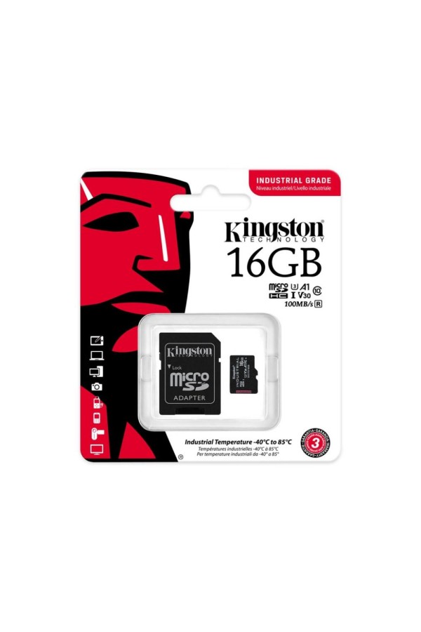 Kingston Industrial flash memory card 16 GB microSDHC UHS I (SDCIT2/16GB) (KINSDCIT2-16GB)