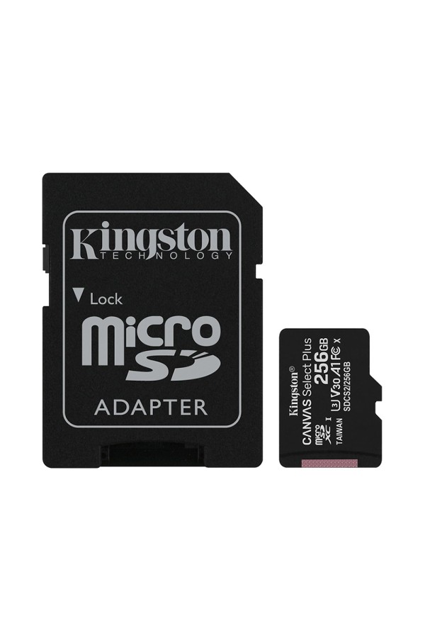 Kingston Micro Secure Digital 256GB microSDXC Canvas Select Plus 80R CL10 UHS-I Card + SD Adapter (SDCS2/256GB) (KINSDCS2/256GB)