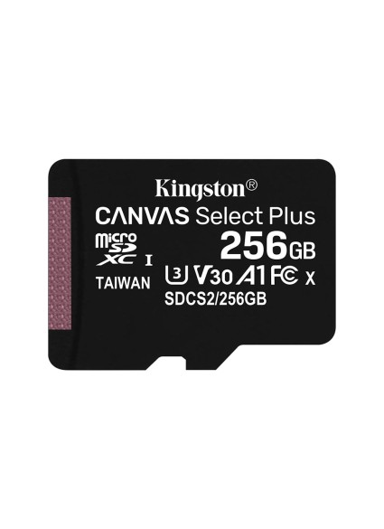 Kingston 256GB microSDXC Canvas Select Plus 80R CL10 UHS-I Card (SD adapter not included) (SDCS2/256GBSP) (KINSDCS2/256GBSP)