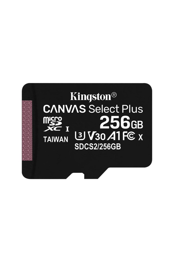 Kingston 256GB microSDXC Canvas Select Plus 80R CL10 UHS-I Card (SD adapter not included) (SDCS2/256GBSP) (KINSDCS2/256GBSP)