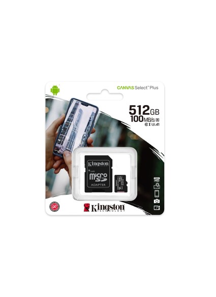 Kingston Micro Secure Digital 512GB microSDXC Canvas Select Plus 80R CL10 UHS-I Card + SD Adapter (SDCS2/512GB)