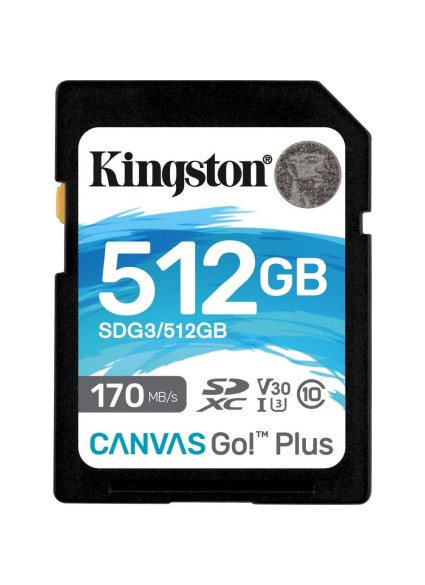Kingston Canvas Go Plus SDXC 512GB Class 10 U3 V30 UHS-I (SDG3/512GB) (KINSDG3-512GB)