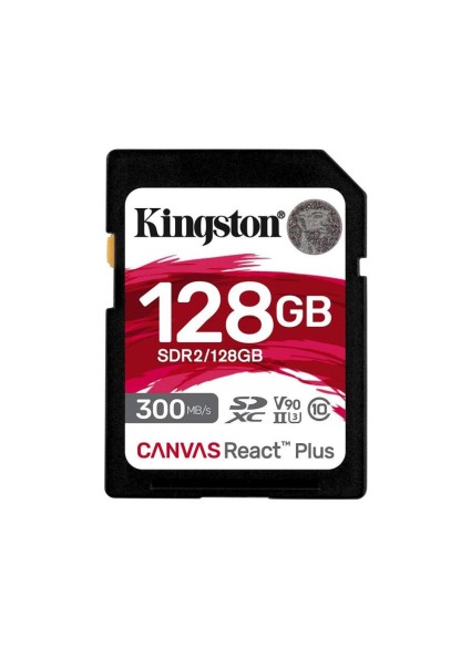 Kingston Canvas React Plus SDXC 128GB Class 10 U3 V90 UHS-II (SDR2/128GB) (KINSDR2-128GB)