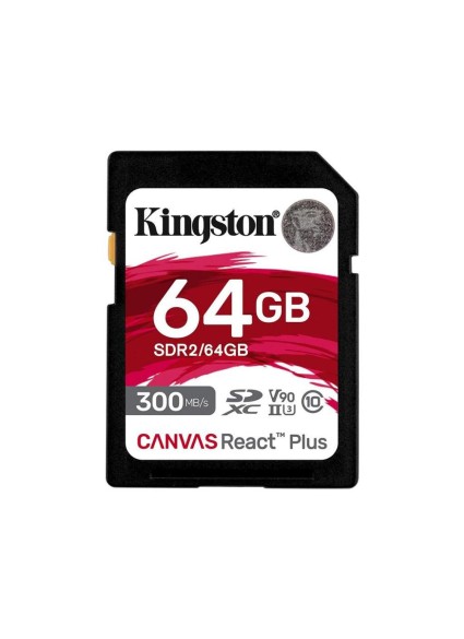 Kingston Canvas React Plus SDXC 64GB Class 10 U3 V90 UHS-II (SDR2/64GB) (KINSDR2-64GB)