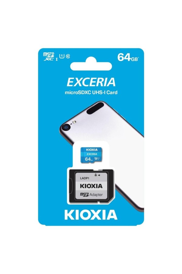 Kioxia Exceria microSDXC 64GB Class 10 U1 UHS-I με αντάπτορα (LMEX1L064GG2) (KIOLMEX1L064GG2)